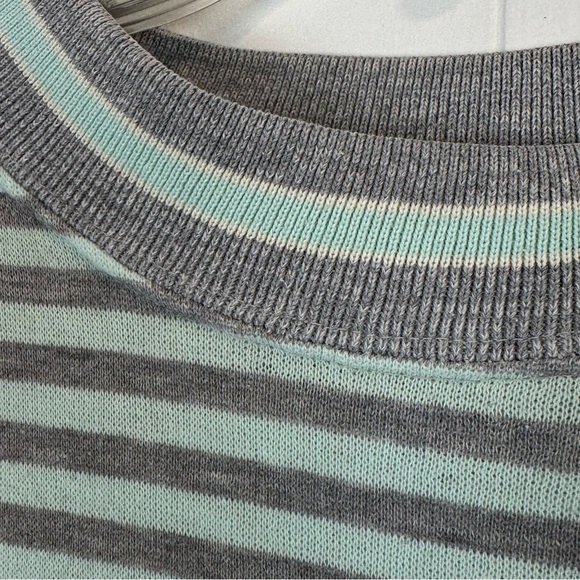 Vintage 80’s Pastel Mint Green Stripe Fairy Kei Kawaii Sweatshirt Size L - Picture 4 of 10